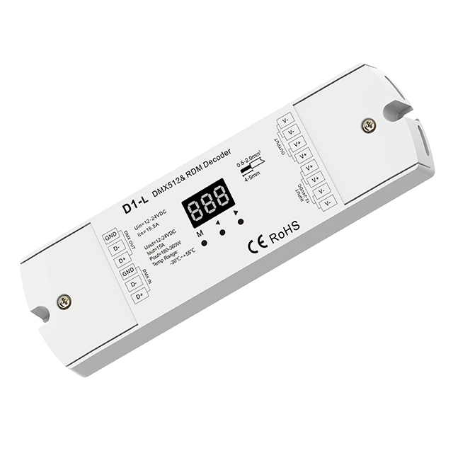 1CH 12A Constant Voltage DMX512 & RDM Decoder D1-L For LED light strip waterproof 1CH 12A Constant Voltage DMX512 & RDM Decoder D1-L For LED light strip waterproof